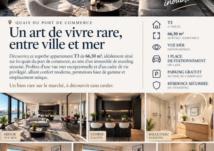 A VENDRE  APPARTEMENT D&rsquo;EXCEPTION PORT DE COMMERCE - 2026